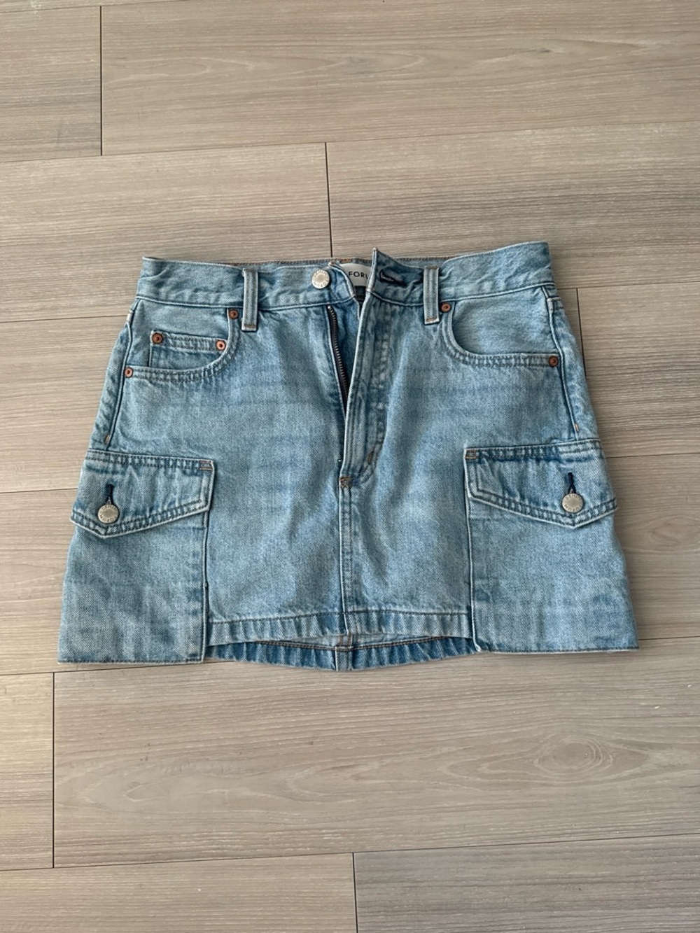 Aritzia Washed Light Blue Denim Cargo Mini Skirt